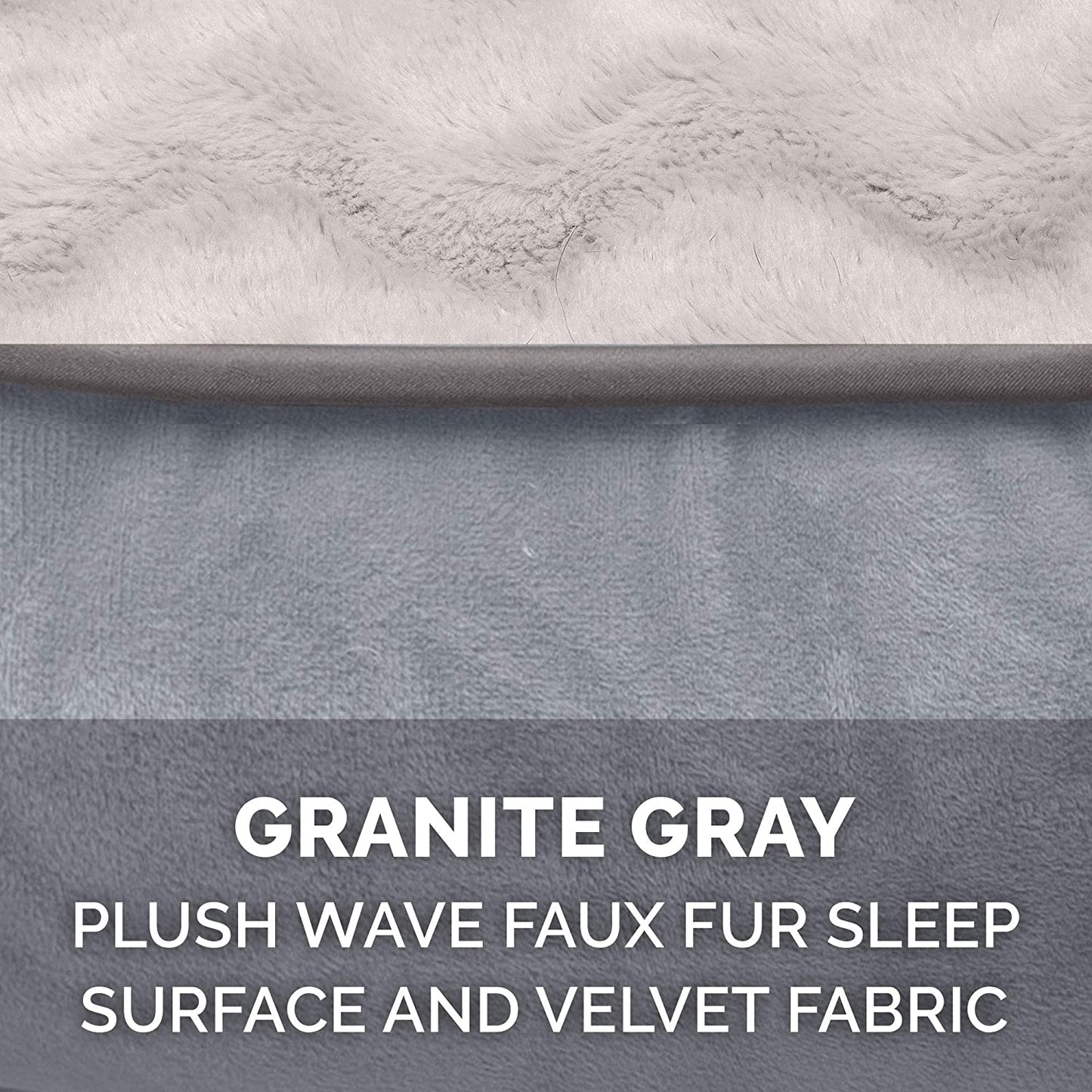 Soft, Orthopedic Foam Perfect Comfort Dog Bed with Washable & Removable Cover -Velvet Waves - Granite Gray, Dogs up to 55 Lbs - Large