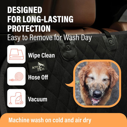Black Car Rear Seat Cover for Dogs, Durable Waterproof & Scratch Resistant Vehicle Backseat Protector, Nonslip Dog Accessory & Pet Protection for Back Seats, Machine Washable