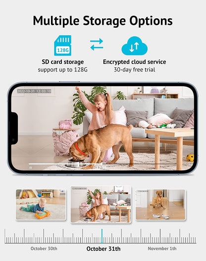 Indoor Security Camera, 1080P Home Security Camera with Sound & Motion Detection, 360° Baby Monitor with Phone App, WIFI Pet Camera,2-Ways Audio, Night Vision,Sd&Cloud Storage, Works with Alexa