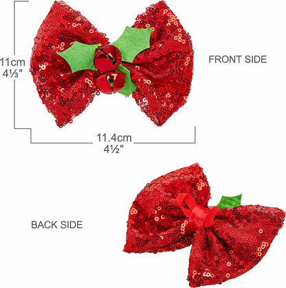Christmas Holly Dog Collar with Bowtie, Small Adjustable 12"-16" Neck, Holiday Collar for Small Dogs