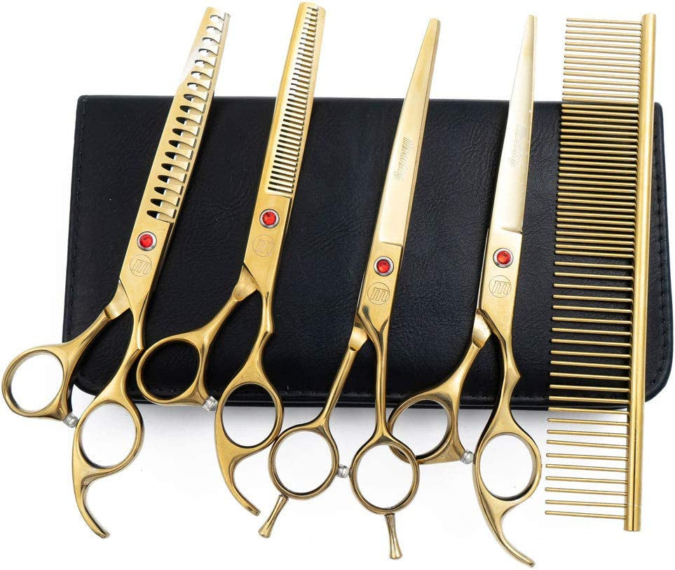 Professional Dog Grooming Scissors Set, 7 Inch/8 Inch Pet Grooming Scissors Chunkers Shears for Dog, Curved Dog Grooming Scissors, Thinning Shears for Dog with Grooming Comb | Pet Grooming Chunkers Shears for Dog, Curved Dog Grooming Scissors, Thinning Sh