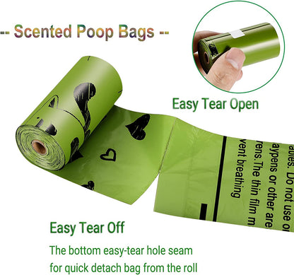 Dog Poop Bags Rolls with Dispenser Extra Thick Leak Proof 280Ct Scented | Strong Large 9X13Inch Dog Waste Refill Bags for Dog Doggy Doggie Walks, Cat Litter Cleanup, Travel and Daily Use