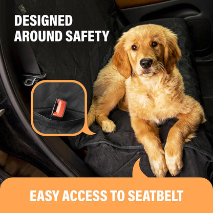 Black Car Rear Seat Cover for Dogs, Durable Waterproof & Scratch Resistant Vehicle Backseat Protector, Nonslip Dog Accessory & Pet Protection for Back Seats, Machine Washable