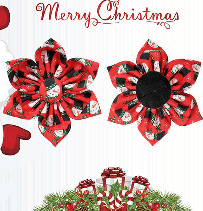 Christmas Dog Collar with Flower, Christmas Flower Collar for Puppy Girl Boy Dog or Cat, Comfortable Dog Collar Flower with Durable Metal Buckle, Cute Pet Collar, M