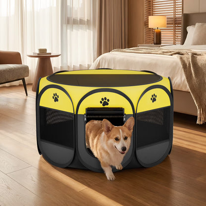 Pet Playpen for Small Animal Indoor Cats Enclosed, Pop up Dog Playpen Outdoor Tent Crate Cage with Locking Zipper Top Cover Door for Puppy Kitten Tent-Small