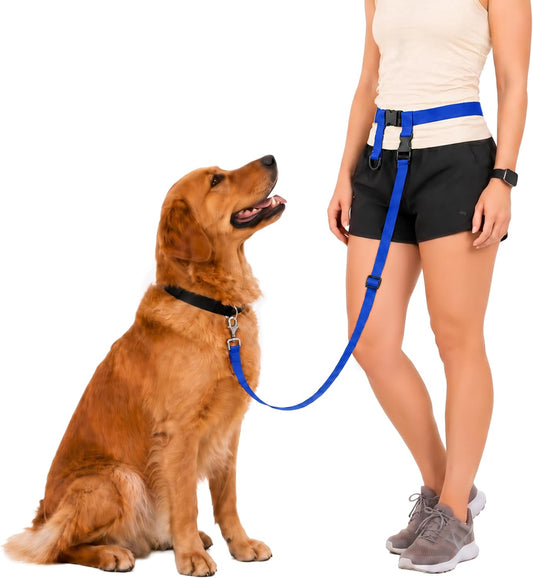 - Hands Free Dog Leash - Regular Dog, Large, Royal Blue | Dog Leash for Walking, Running & Training - Adjustable Waist Belt for Comfort and Control. Customizable - Dogs over 20Lbs.