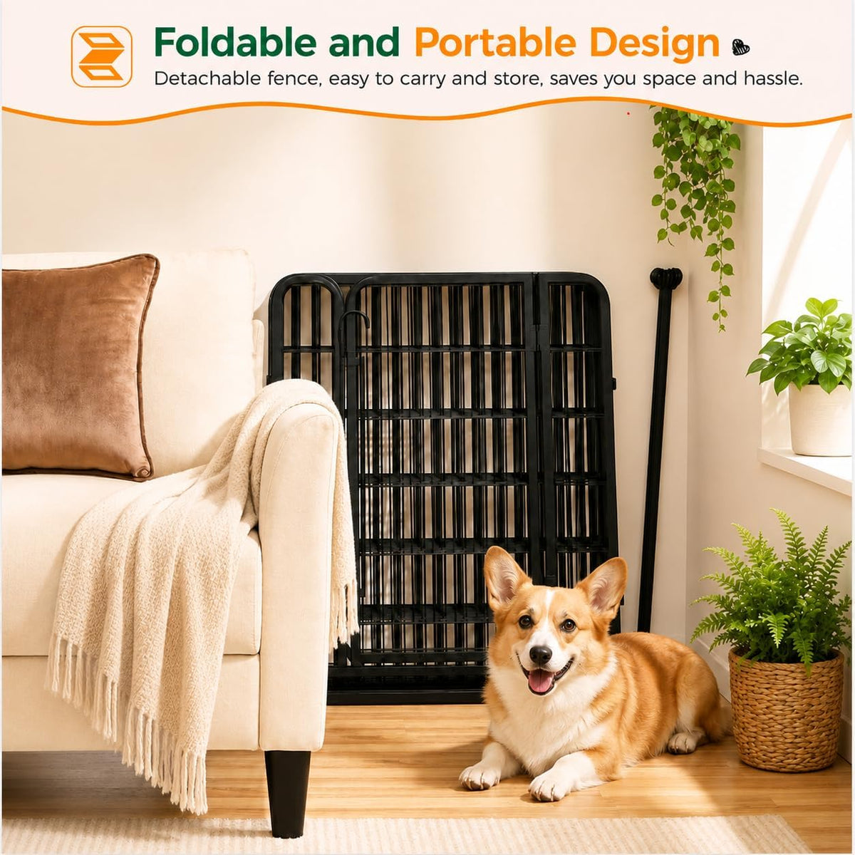 Yaheetech Dog Playpen 32In 16 Panels Pet Fence for Indoor Yard RV Camping | Easy Setup, Heavy Duty Rustproof Frame with Secure Latch Door, DIY Layouts,Foldable Storage, for Small & Medium Dogs