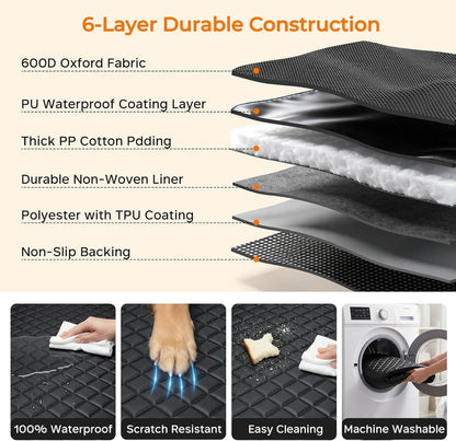 Dog Car Seat Cover for Back Seat, Waterproof Car Seat Protector | Non-Slip, Scratch-Resistant, Machine-Washable Rear Bench Seat Cover