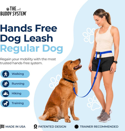 - Hands Free Dog Leash - Regular Dog, Large, Royal Blue | Dog Leash for Walking, Running & Training - Adjustable Waist Belt for Comfort and Control. Customizable - Dogs over 20Lbs.