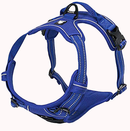 Adjustable No-Pull Dog Harness Reflective Pup Vest Harnesses Comfortable Control Brilliant Colors Truelove Tlh5651(Royal Blue,L) | Front Clip, No-Choke, Soft Padded, Control Handle, anti Escape, Dog Car Harness, Walking and Training, Escape Proof, TLH5651