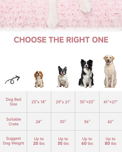 Washable Dog Bed Medium Size Dog Crate Bed Plush Pet Mat 29"X21" Pink | Deluxe Plush Comfy Kennel Pad, Anti-Slip Bottom,Deep Sleeping Mat for Medium Dogs,Machine Washable for Easy Cleaning
