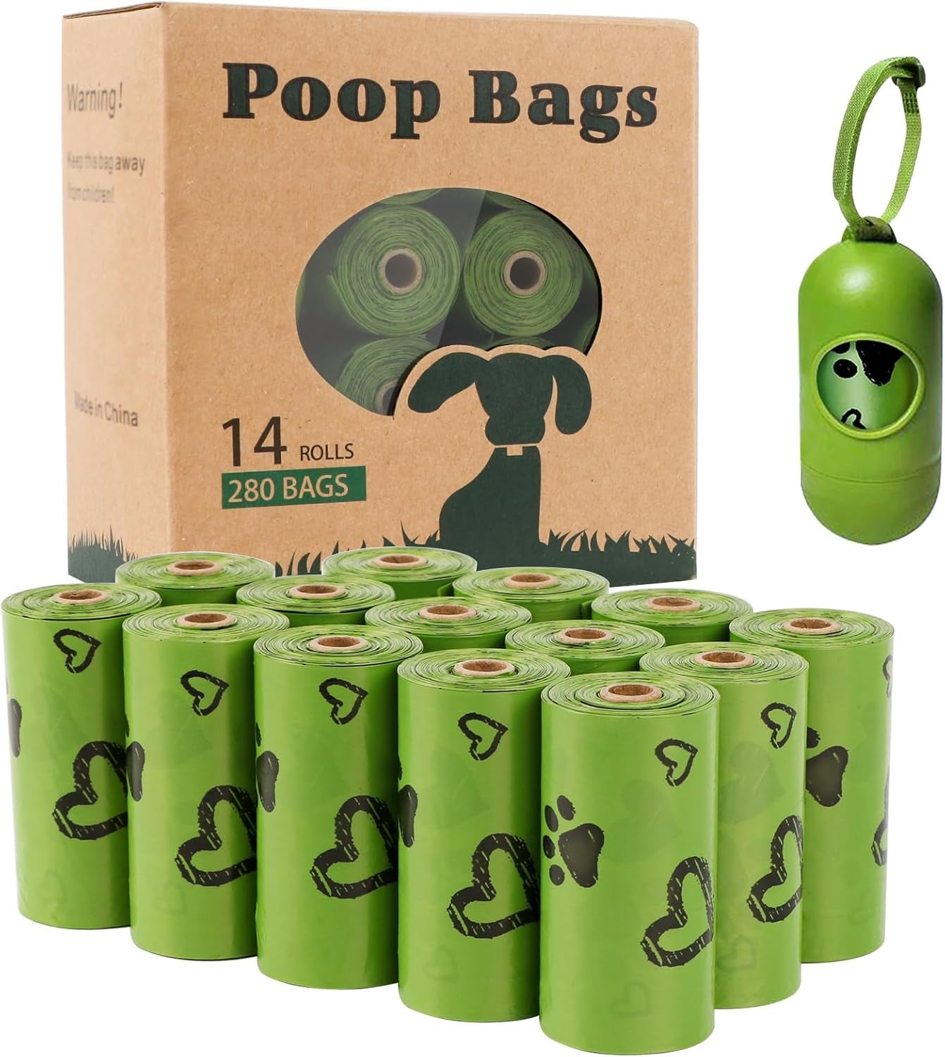 Dog Poop Bags Rolls with Dispenser Extra Thick Leak Proof 280Ct Scented | Strong Large 9X13Inch Dog Waste Refill Bags for Dog Doggy Doggie Walks, Cat Litter Cleanup, Travel and Daily Use