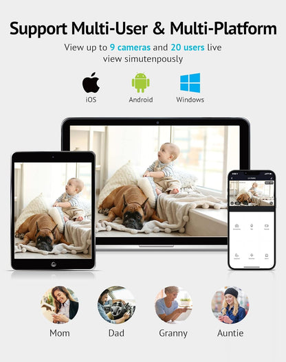 Indoor Security Camera, 1080P Home Security Camera with Sound & Motion Detection, 360° Baby Monitor with Phone App, WIFI Pet Camera,2-Ways Audio, Night Vision,Sd&Cloud Storage, Works with Alexa