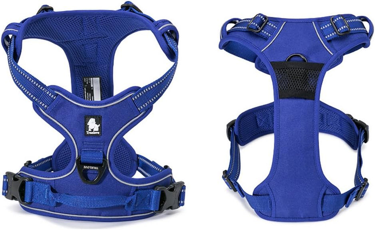 Adjustable No-Pull Dog Harness Reflective Pup Vest Harnesses Comfortable Control Brilliant Colors Truelove Tlh5651(Royal Blue,L) | Front Clip, No-Choke, Soft Padded, Control Handle, anti Escape, Dog Car Harness, Walking and Training, Escape Proof, TLH5651