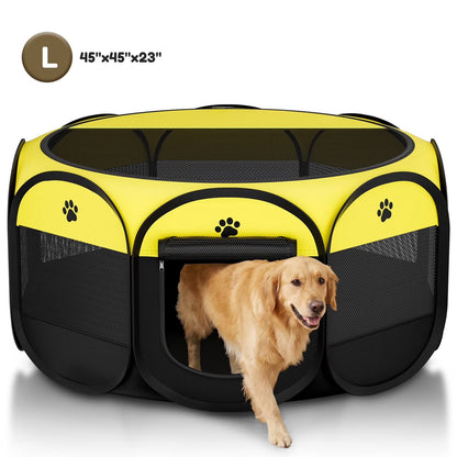 Pet Playpen for Small Animal Indoor Cats Enclosed, Pop up Dog Playpen Outdoor Tent Crate Cage with Locking Zipper Top Cover Door for Puppy Kitten Tent-Small